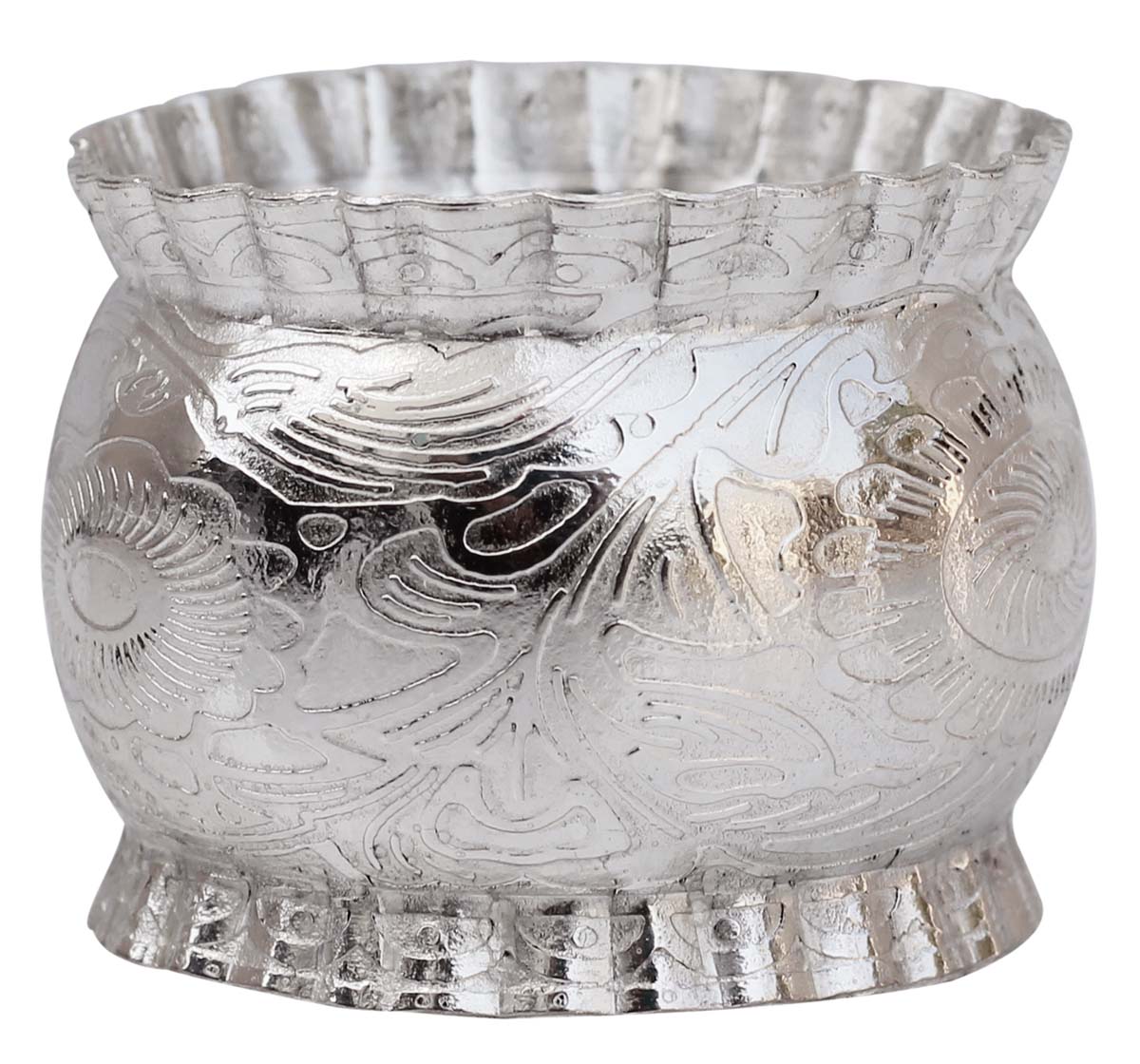 Napkin Rings in Bulk - Napkin Rings - Cast in Brass - Nickel Plated - Engraved Abstract Motifs & Wavy Edges - Dining Table Accessories